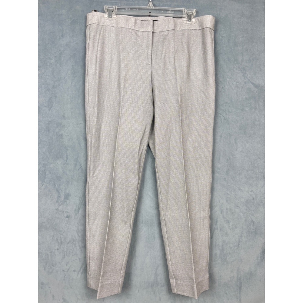 Amanda + Chelsea Grey Herringbone Tapered Ankle Pants Size 12 Professional Slim